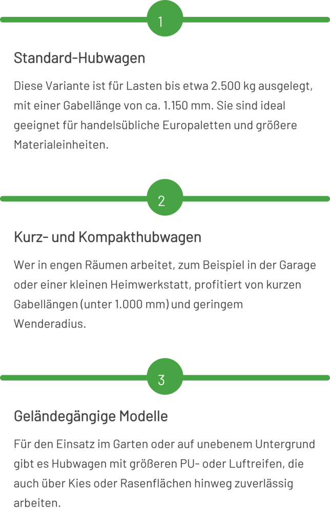 Diese Arten von Hubwagen gibt es