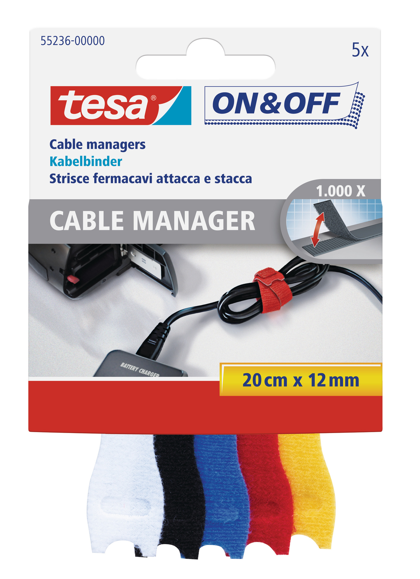 Tesa On and Off 5 x Cable Manager bunt