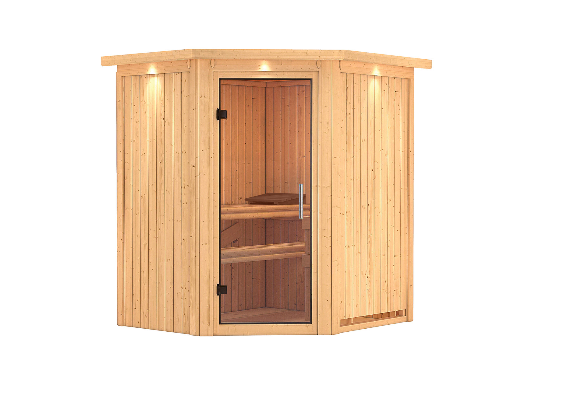 Sauna Tuckum mit Zubehör-Set, 175x152x198cm, Eckeinstieg