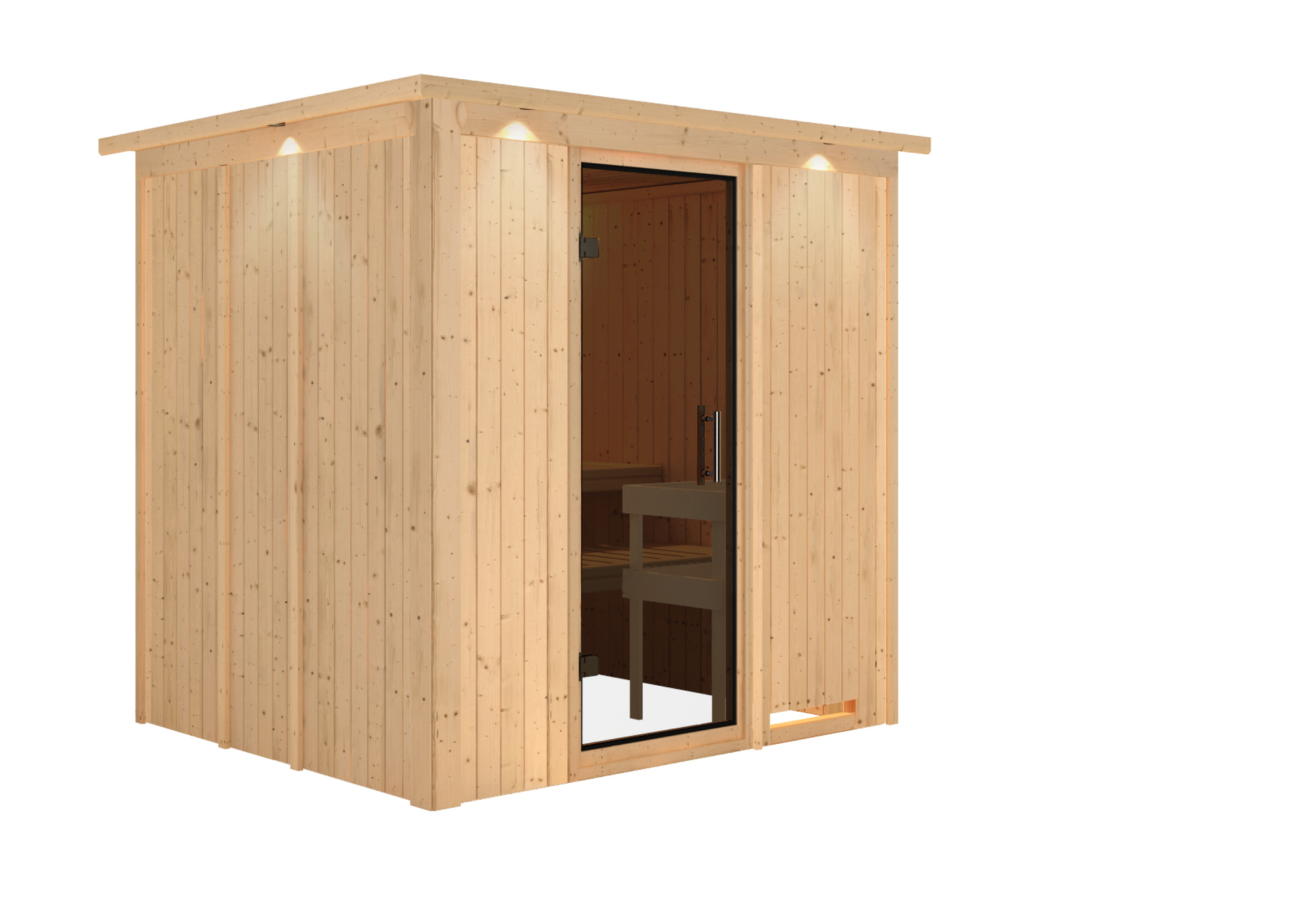 Sauna Olai mit Zubehör-Set, 196x170x198cm, Fronteinstieg