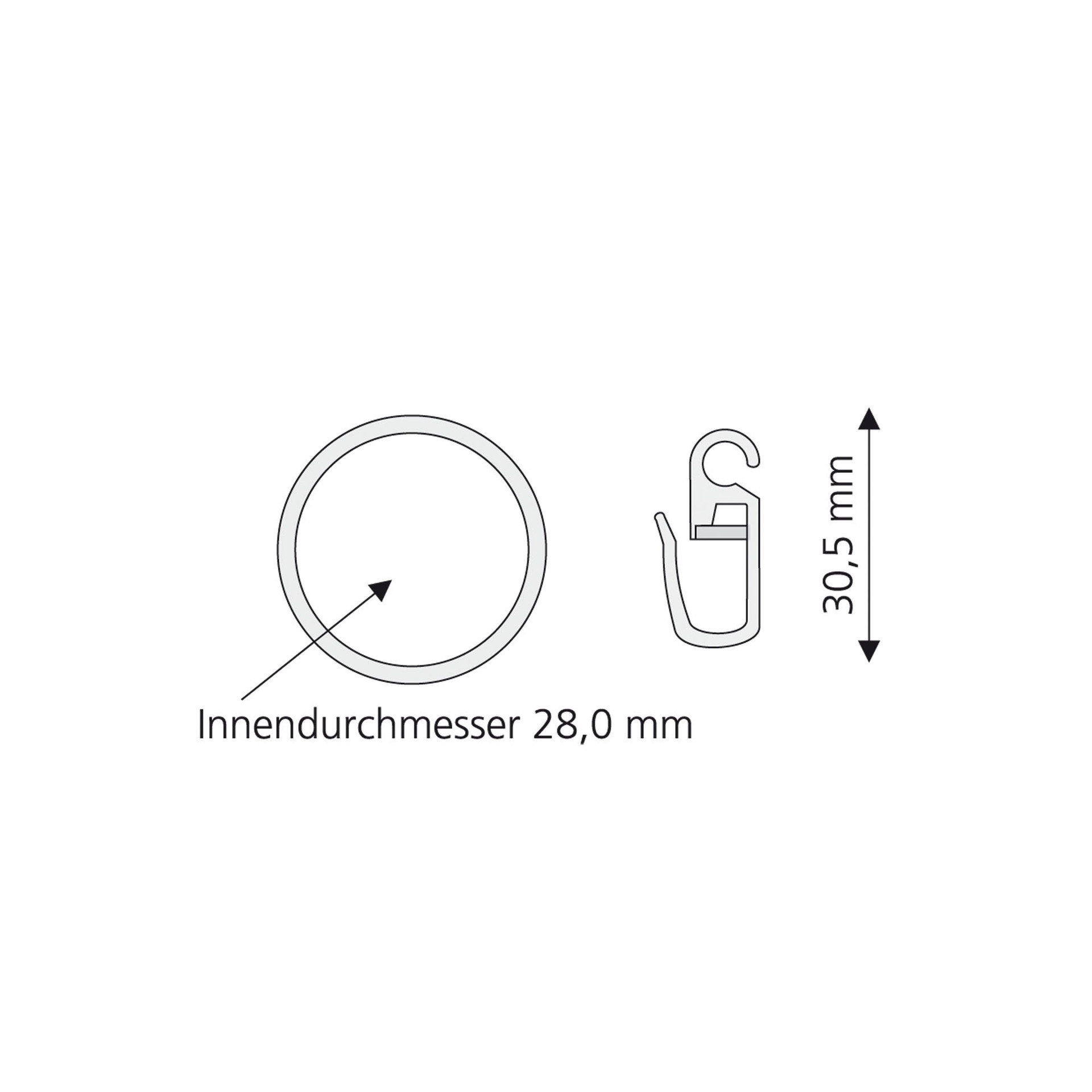 Gardinenringe für Gardinenstangen mit Faltenlegehaken France ø 2