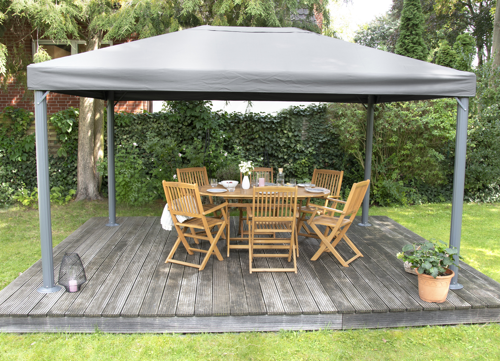 Alu/Stahl Pavillon 3x4m inkl. Seitenteilen bei leitermann.de günstig kaufen Alu/Stahl Pavillon 3x4m inkl. Seitenteilen