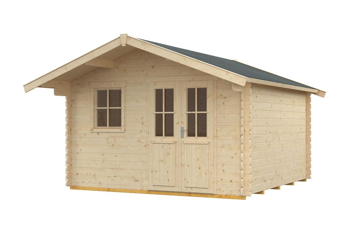 Gartenhaus Malaga , mit Vordach natur bei leitermann.de günstig kaufen Gartenhaus Malaga , mit Vordach natur