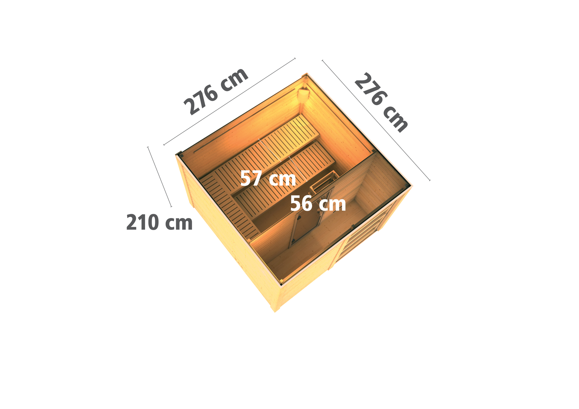 Saunahaus Kandau 276x276x210cm mit Zubehör-Set