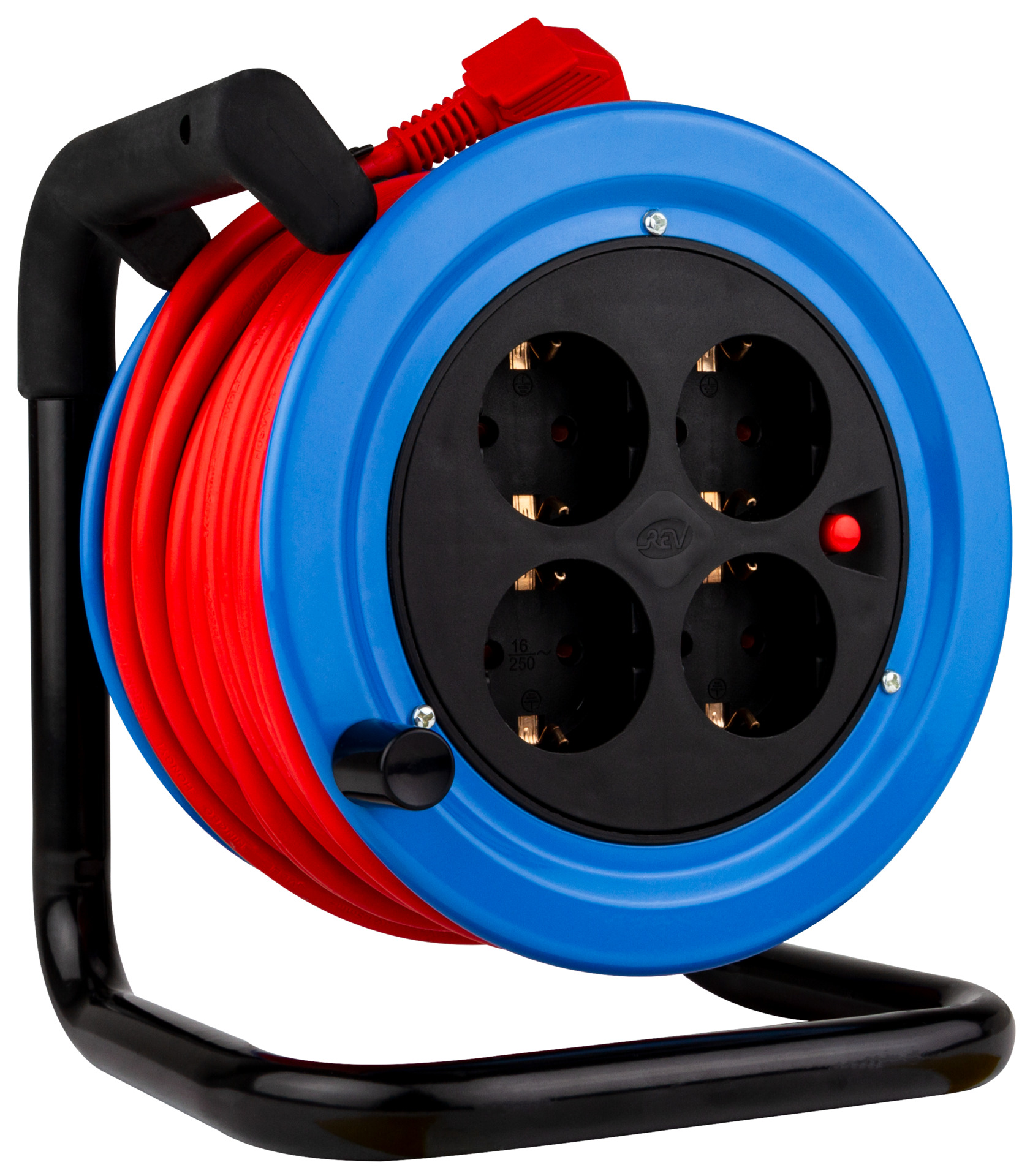 Mini Kabeltrommel 4fach Stahlblech H05VV 15m