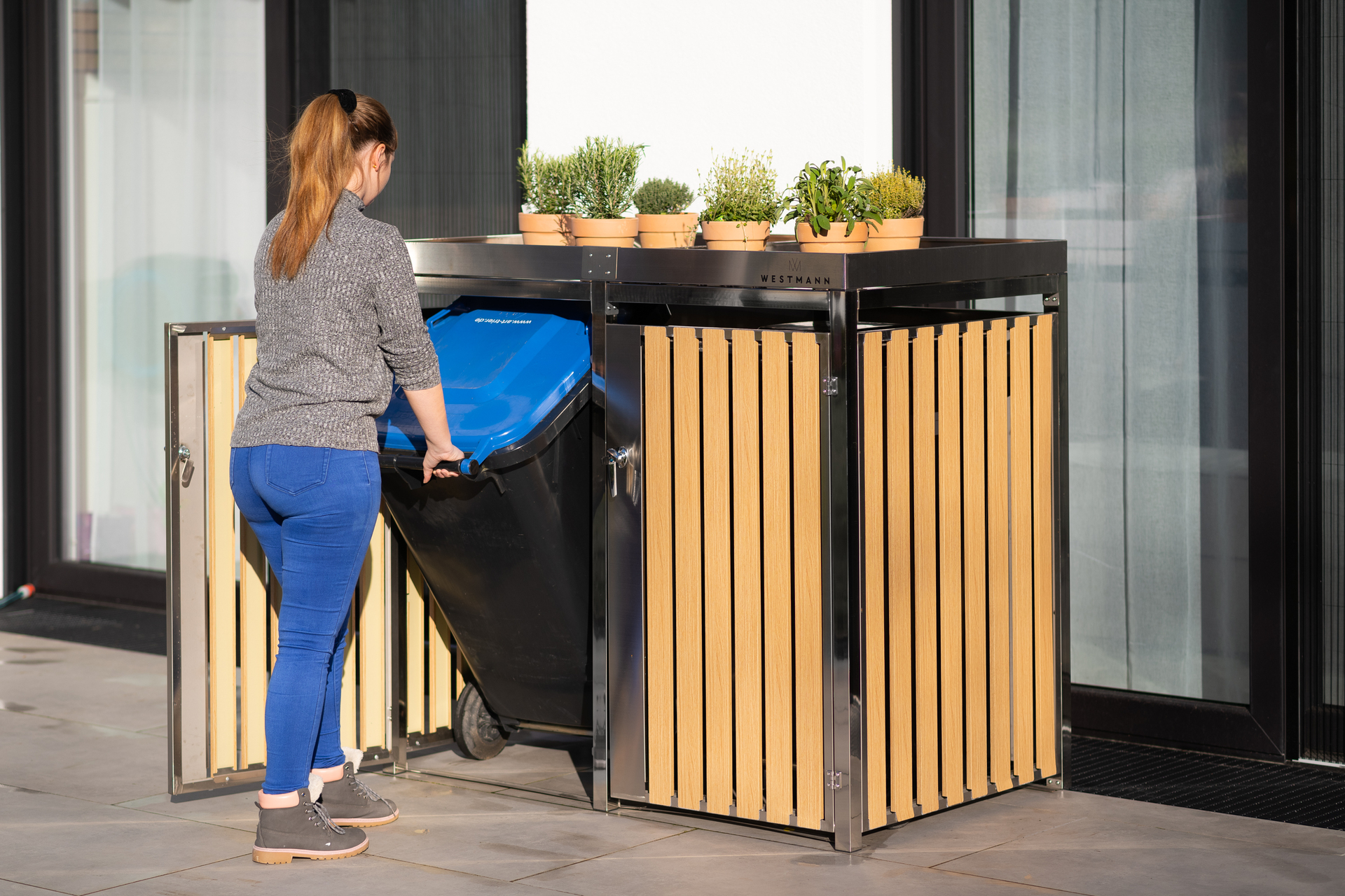 Mülltonnenbox 2-fach 240 Liter bei leitermann.de günstig kaufen Mülltonnenbox 2-fach 240 Liter