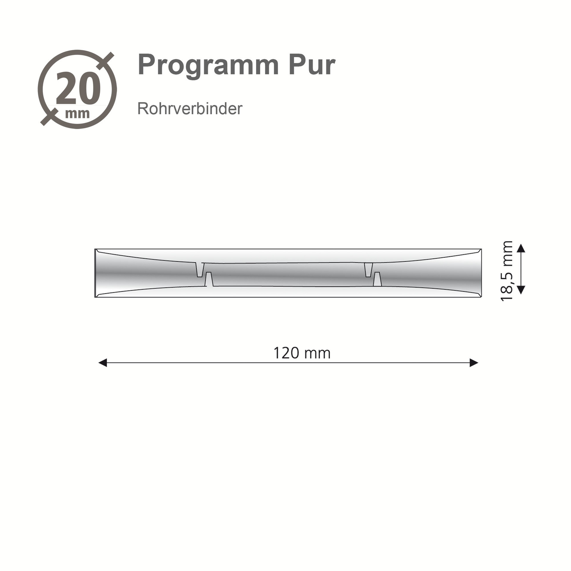 Rohrverbinder 20 mm verchromt