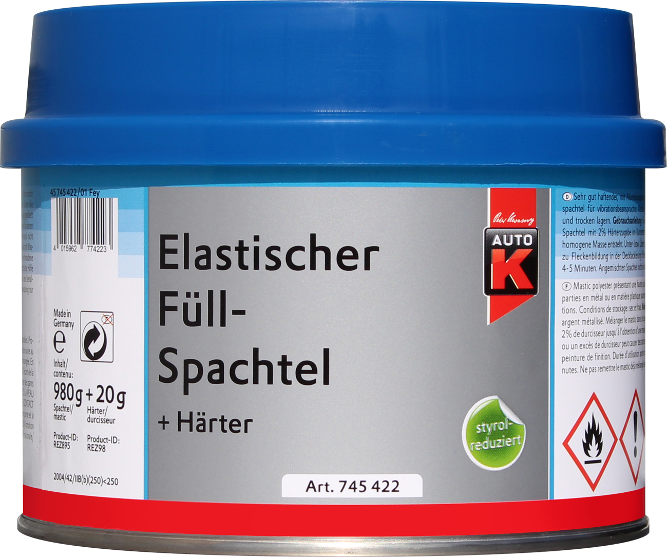Peter Kwasny GmbH Auto-K ELASTISCHER FÜLLSPACHTEL 1000G