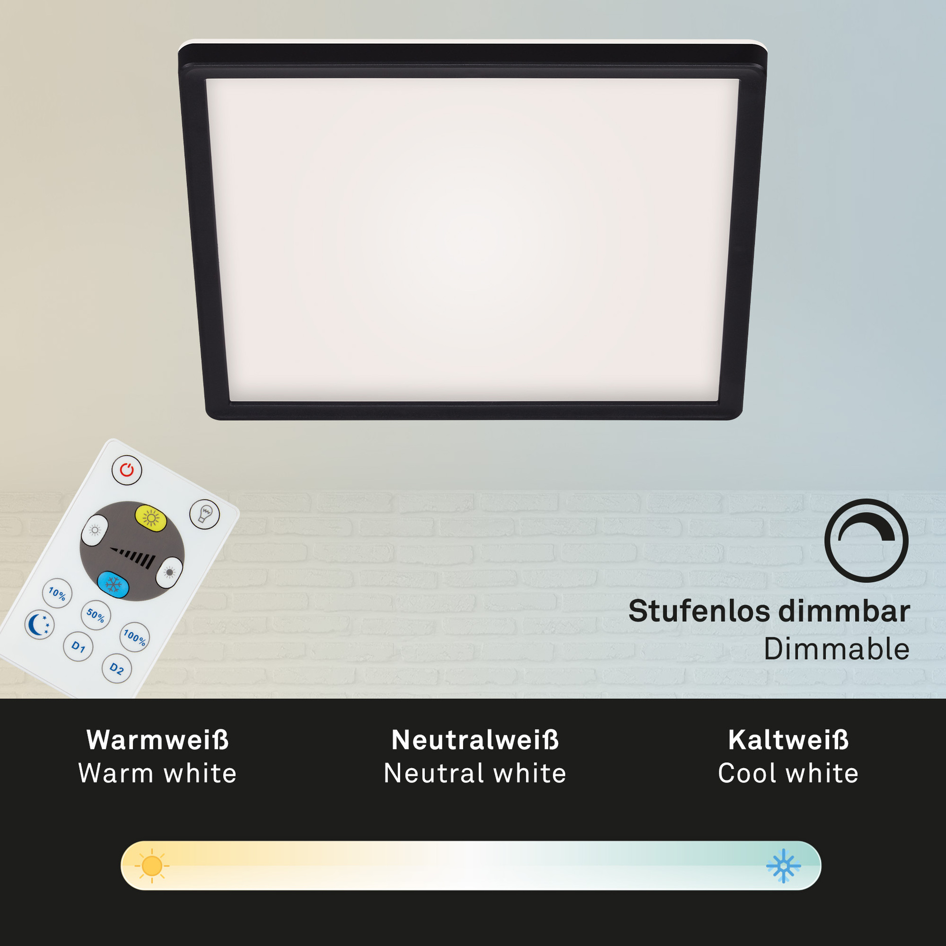 SLIM Ultraflaches CCT LED Panel, schwarz