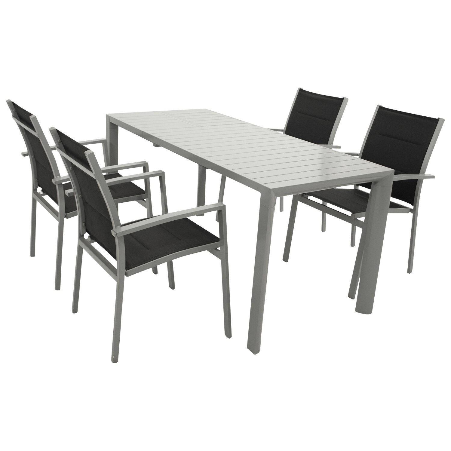 Garnitur 5-teilig, Ausziehtisch, Aluminium/Textillene