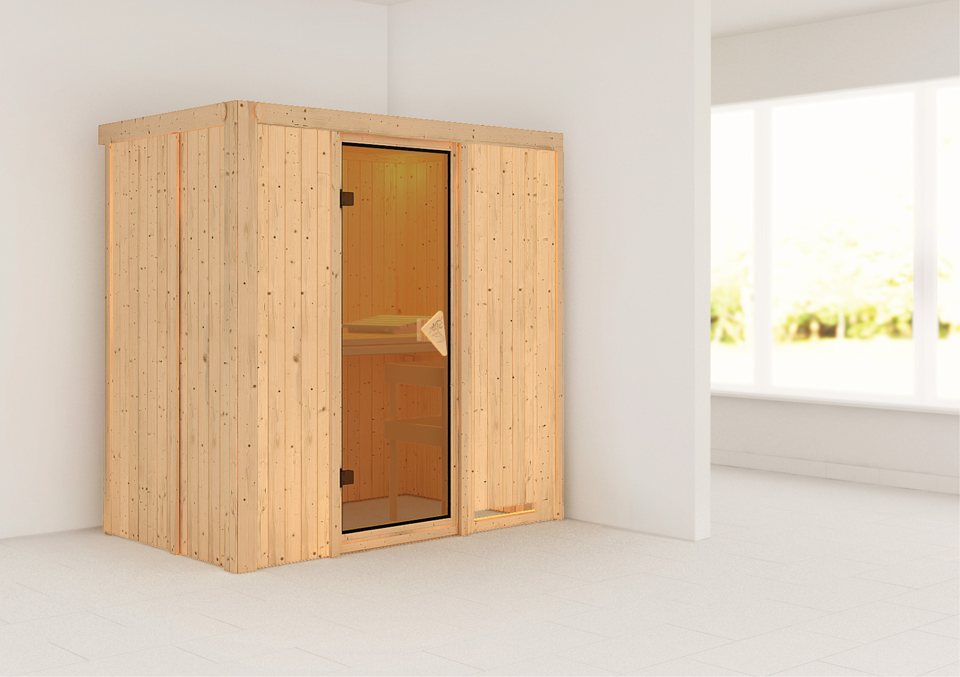 Sauna Pärnu mit Zubehör-Set, 196x118x198cm, Fronteinstieg