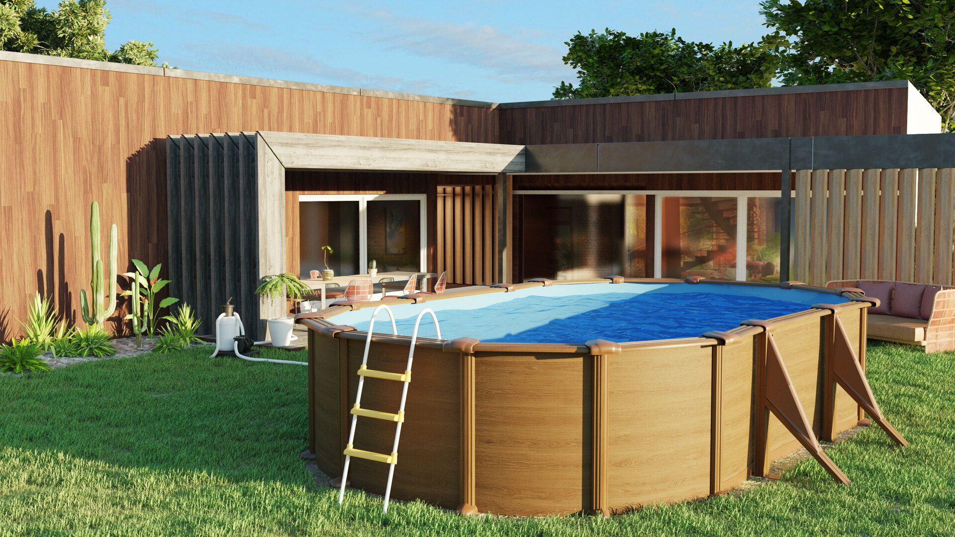 Stahlwand-Pool PACIFIC Holzdekor