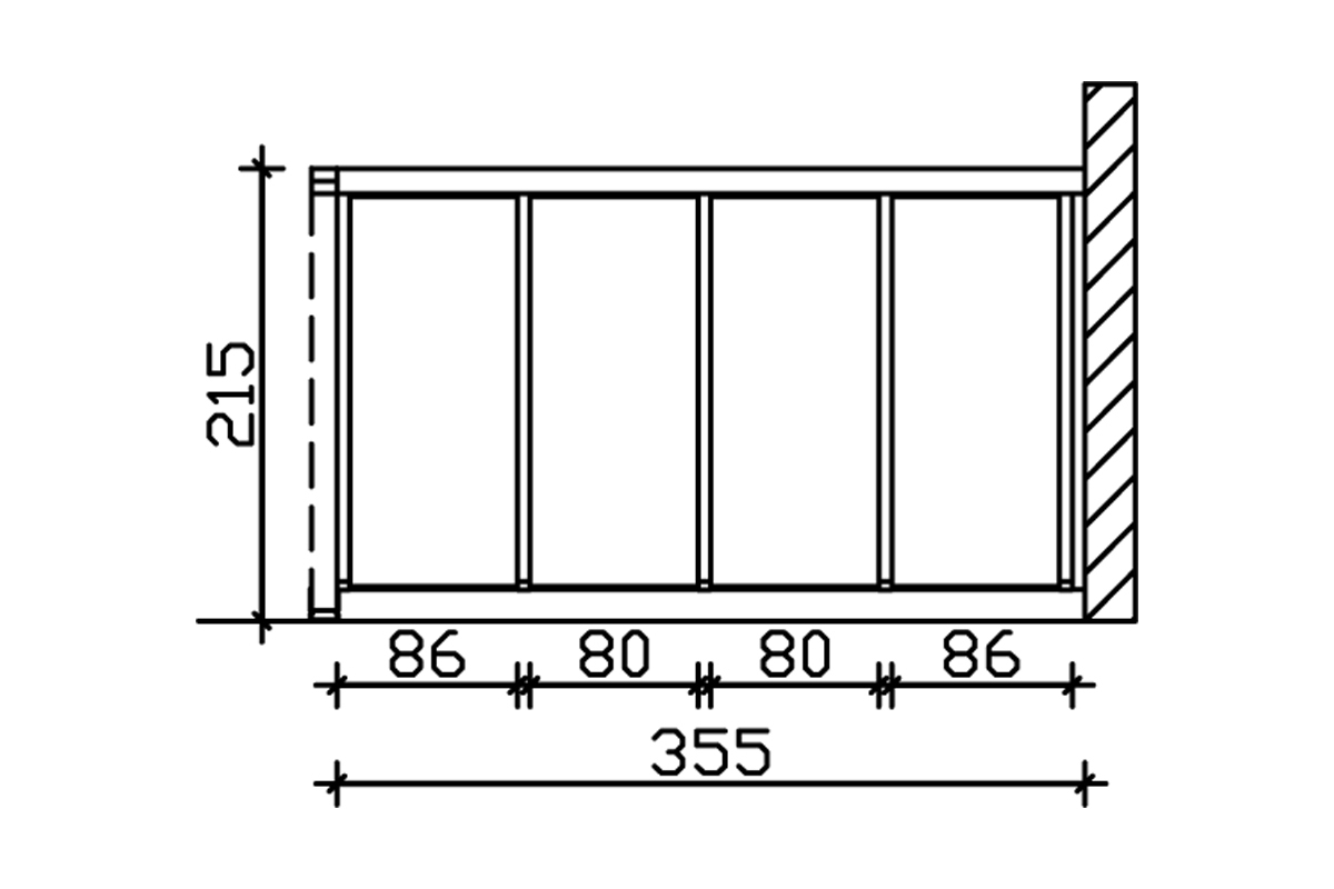 Seitenwand m. Polycarbonat, Wandanbau Fichte