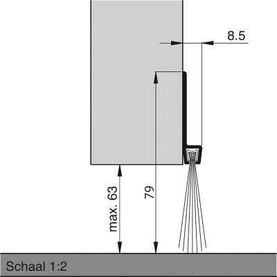 Türbodendichtung alu IBS 80 100cm mit PP Bürste