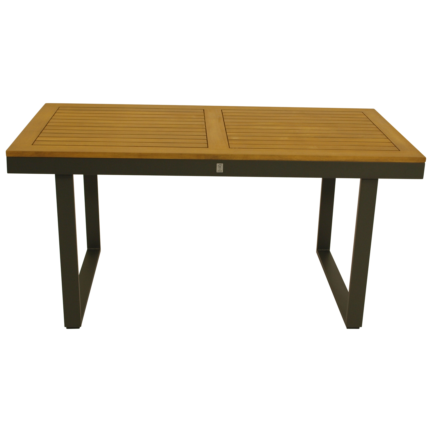 Eck-Diningset Aluminium anthrazit + Akazie, Polster grau, Tisch 140x70cm, mit Liegefunktion