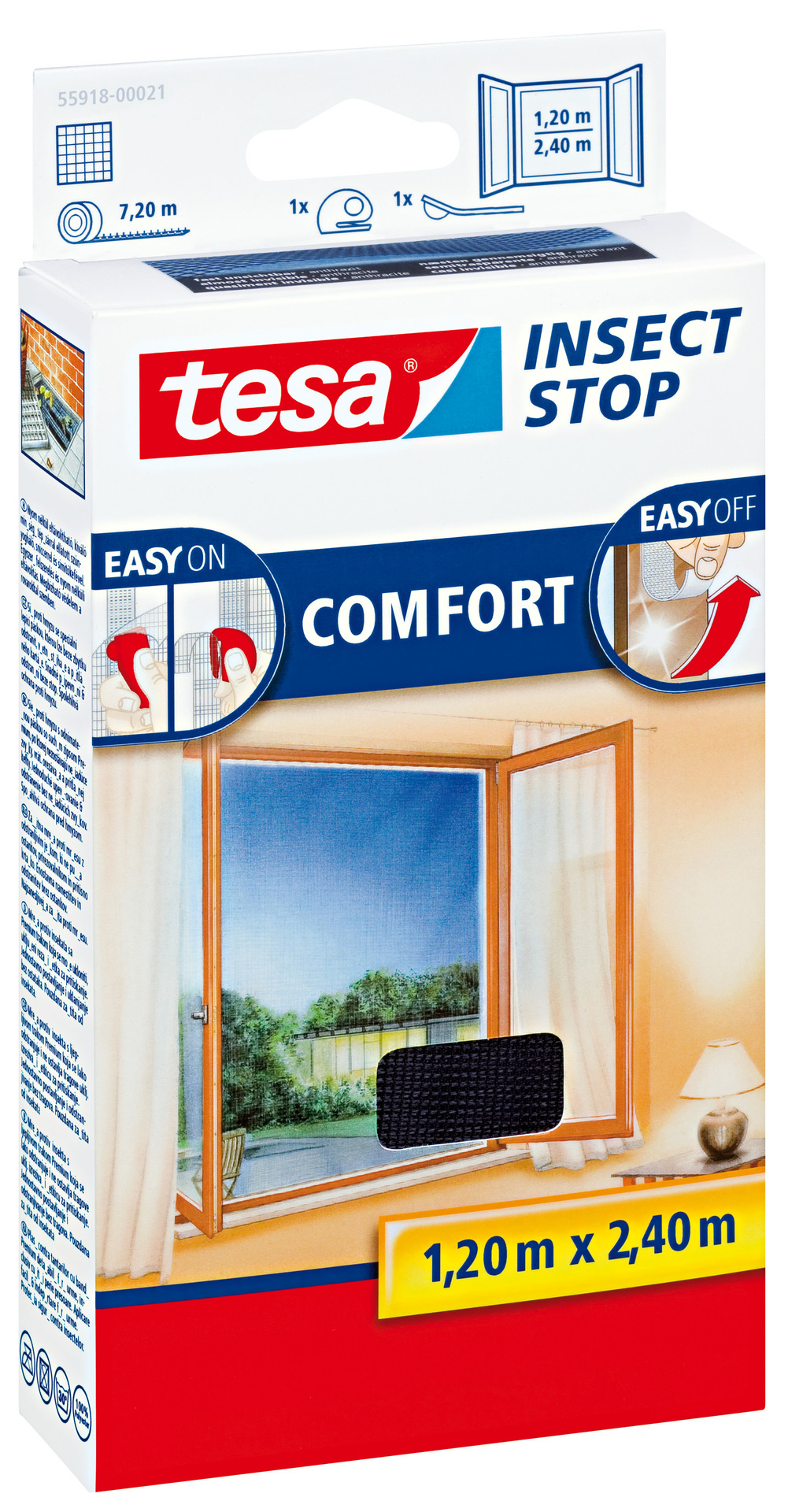 Tesa Fliegengitter Klettband Comfort für bodentiefe Fenster