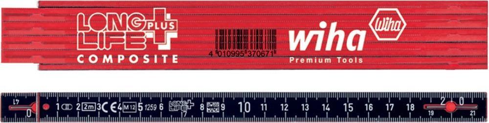 Gliedermaßstab 2m rot/schwarz Wiha
