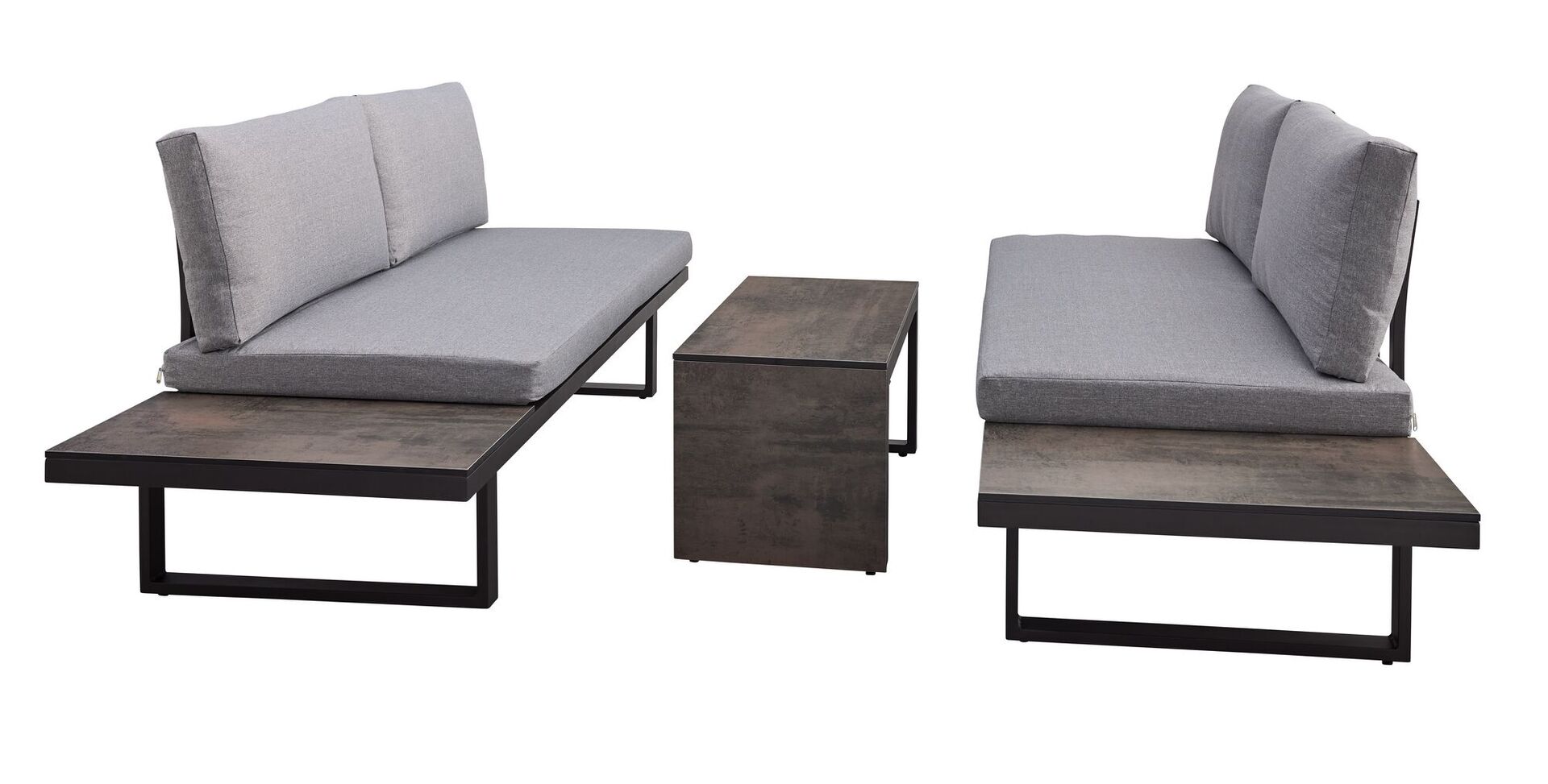 Multi-Lounge-Set, 3-teilig, Kissen, Alu-Gestell