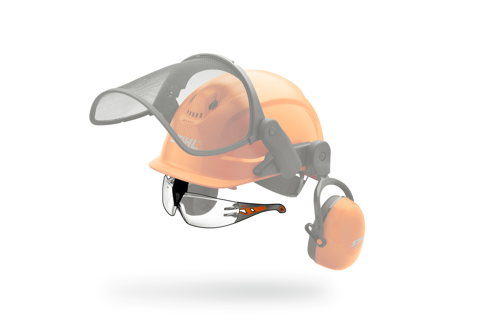 Integrierte Helmbrille, transparent