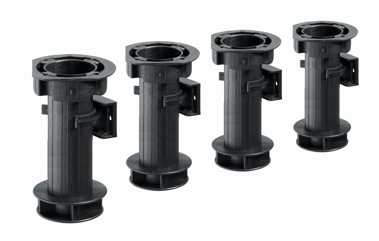 Sockelverstellfuß-Set, 150 - 170 x Ø 25 mm, Kunststoff, schwarz