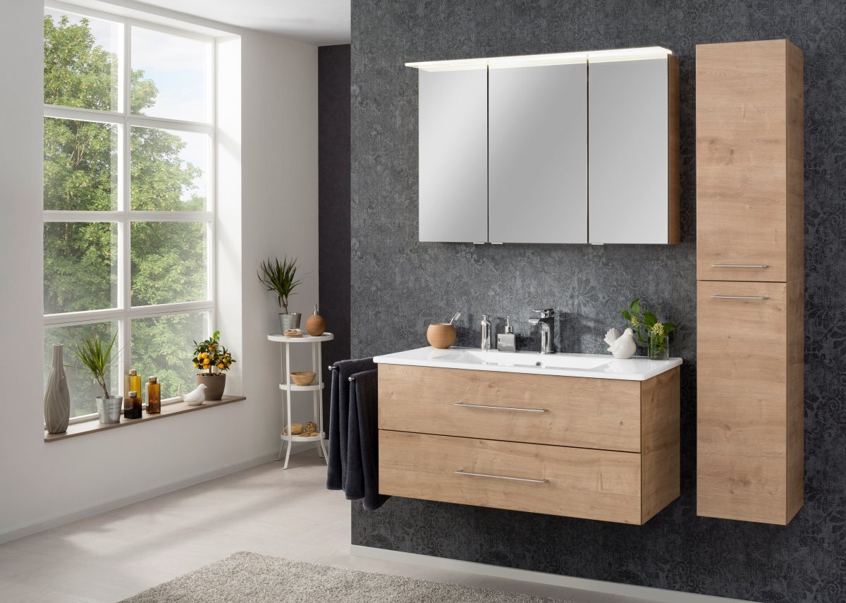 B.perfekt Spiegelschrank, Led-Box+Leuchte