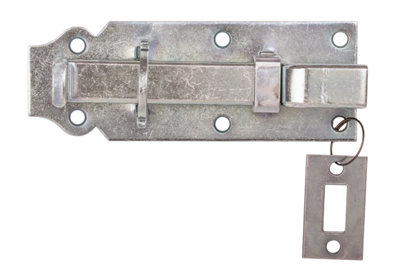 Schlossriegel m.flachem Griff gekröpft m.Schließblech