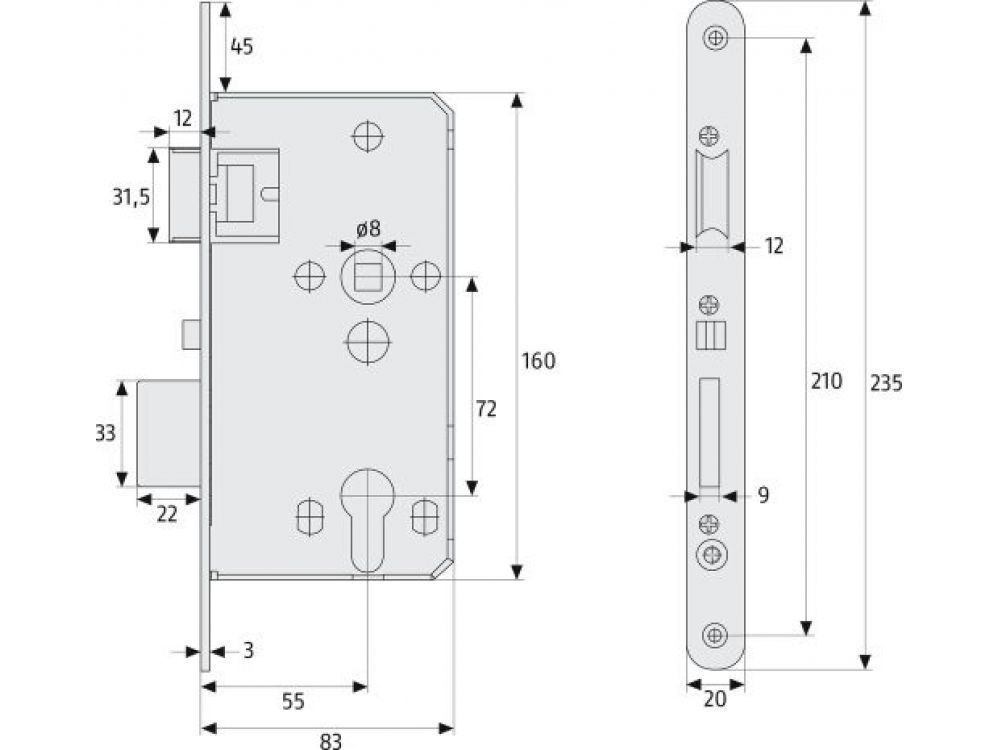 ABUS Einsteckschloss TKZ 40 R-L ER bei leitermann.de günstig kaufen ABUS Einsteckschloss TKZ 40 R-L ER