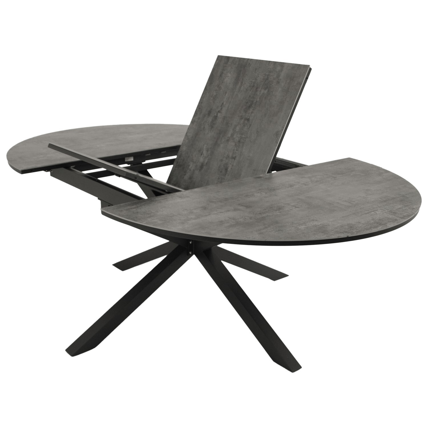 Ausziehtisch rund/oval 140/200x140cm, Alu + ECP anthrazit