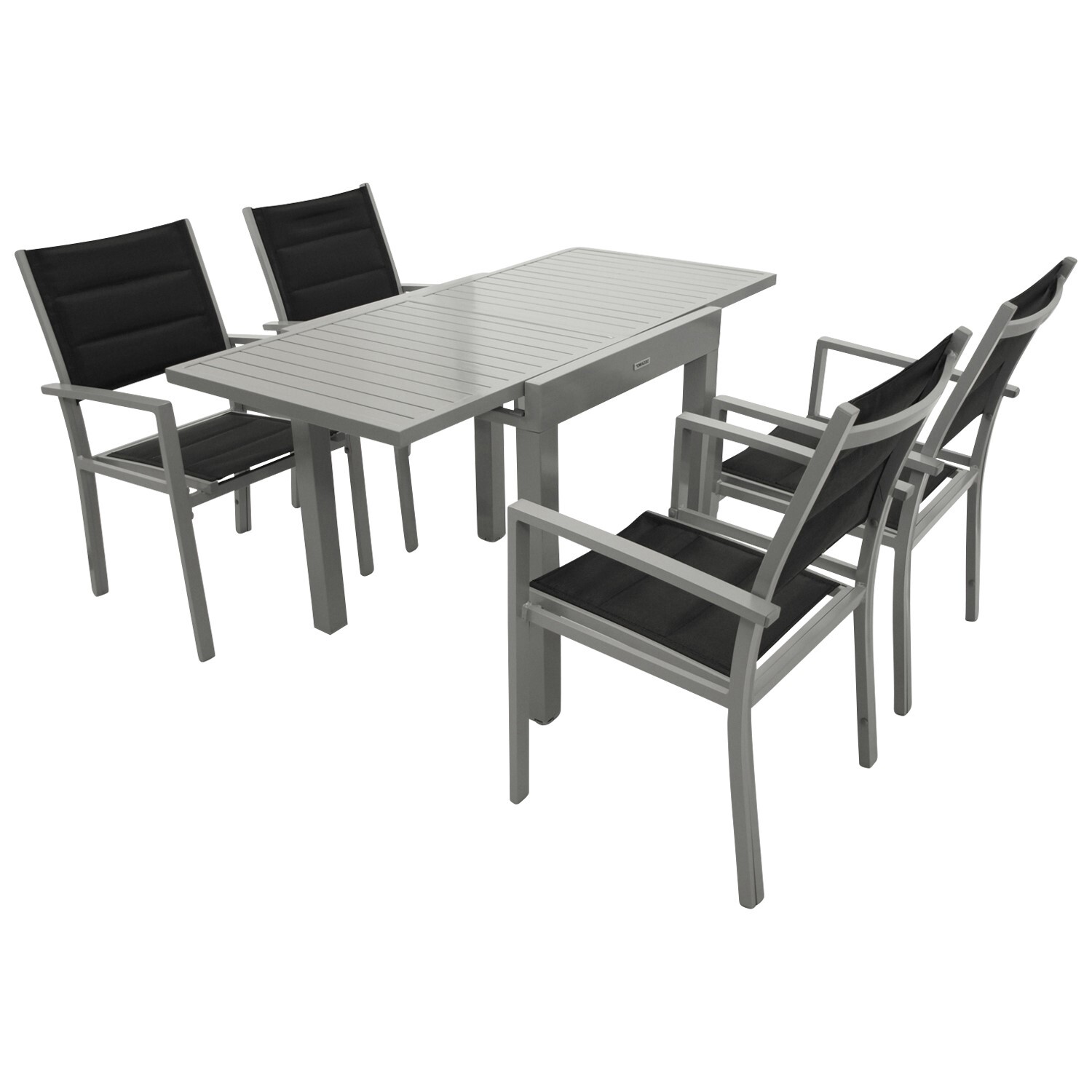 Garnitur 5-teilig, Aluminium, Kunstgewebe schwarz