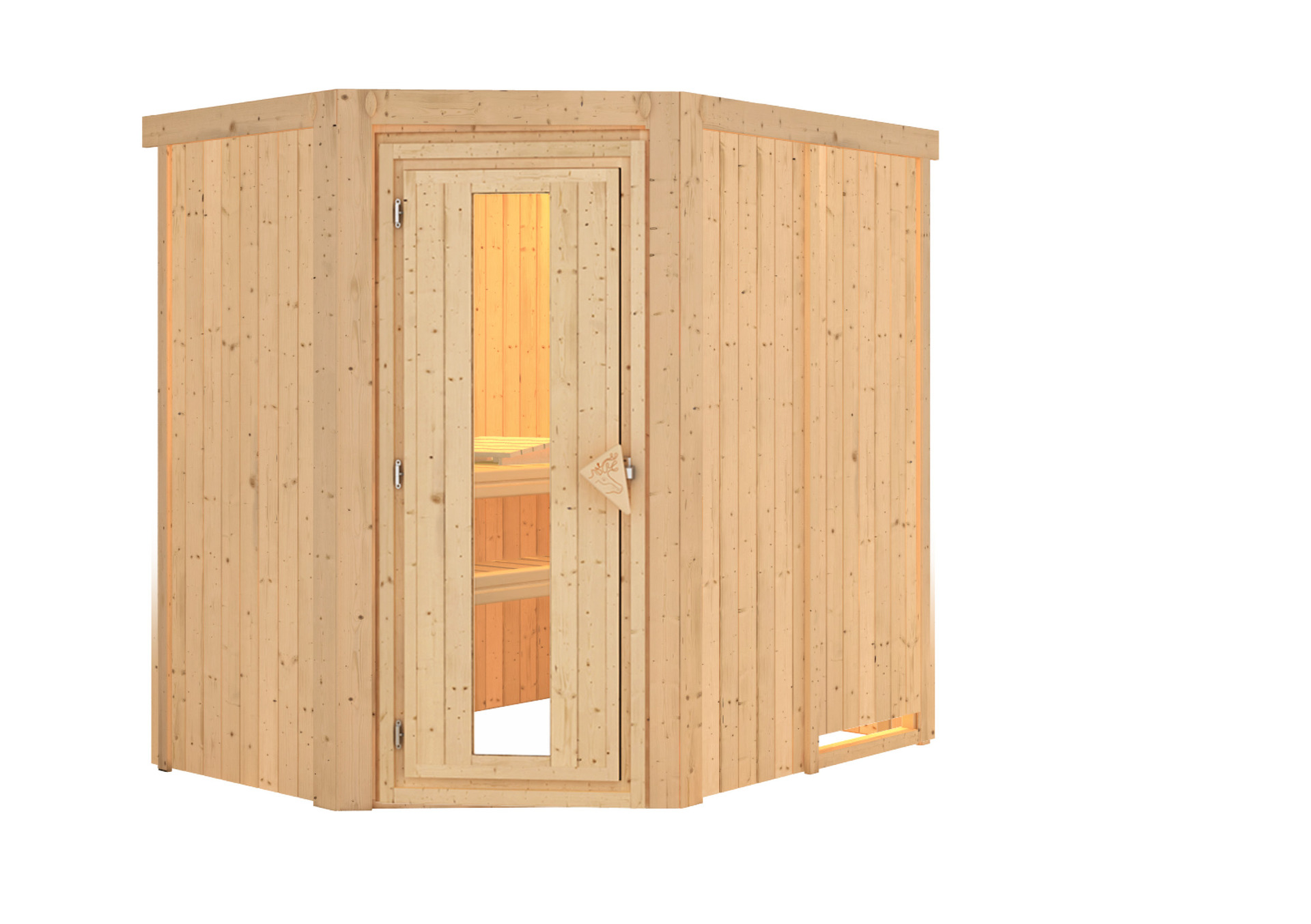 Sauna Wenden mit Zubehör-Set, 196x151x198cm, Eckeinstieg