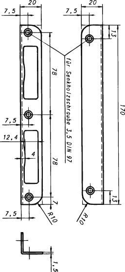E-TOP Winkelschliessblech 170mm DIN Rechts+Links 20mm rund Nicke