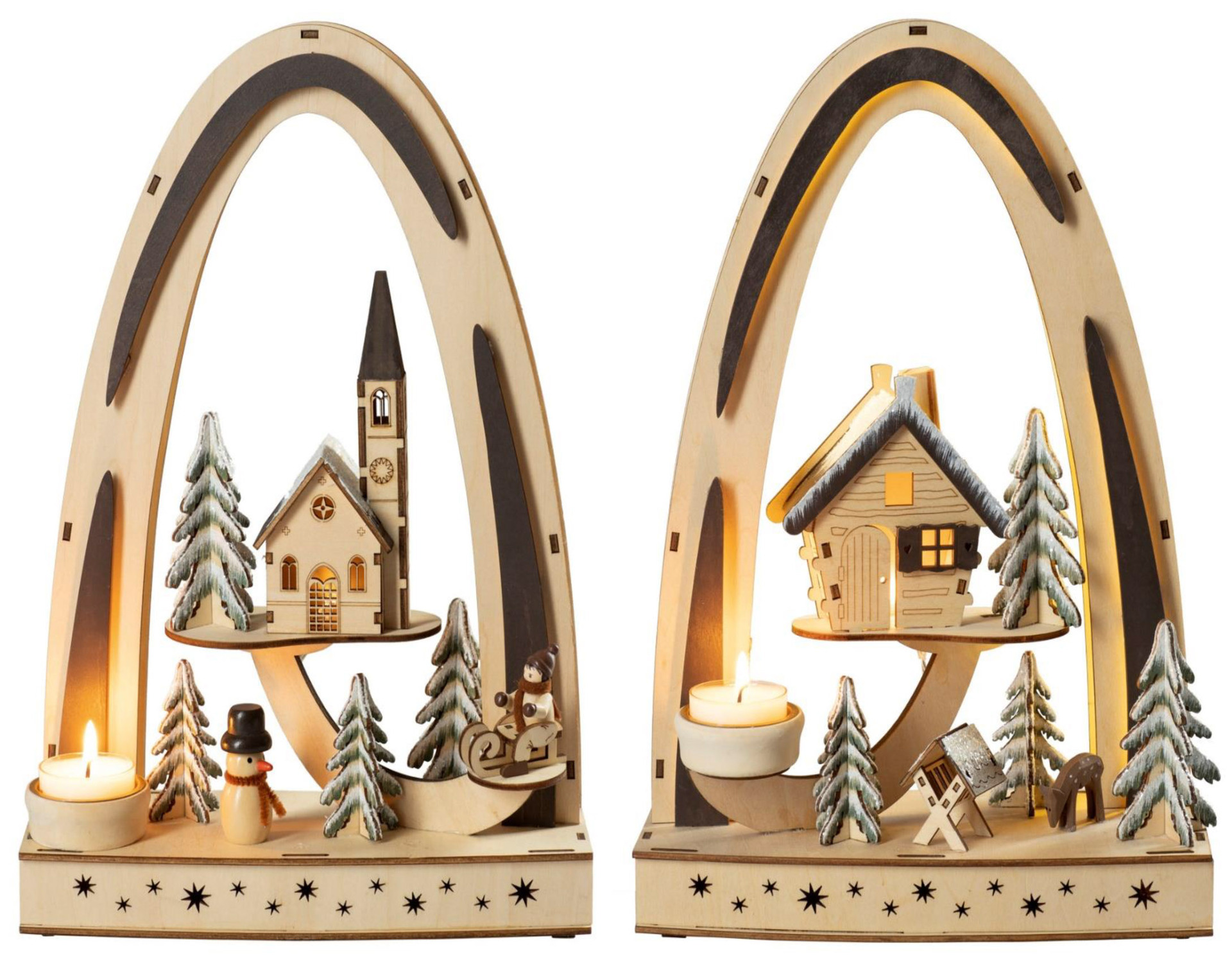 Lichterbogen-LED "Winterkind+Schneemann", bei leitermann.de günstig kaufen Lichterbogen-LED "Winterkind+Schneemann",