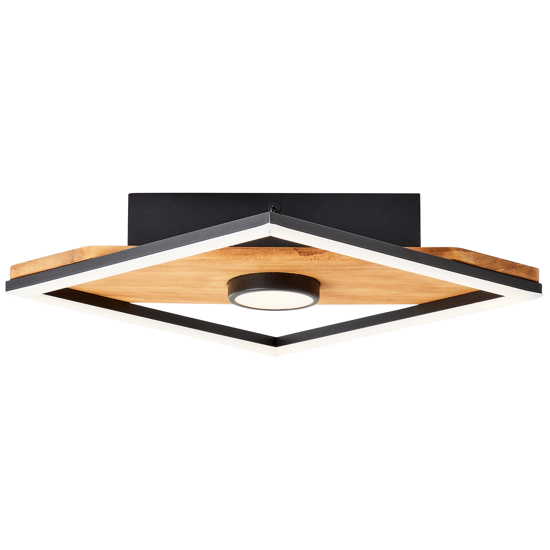 Woodbridge LED Wand-& Deckenleuchte schwarz/holz 25x25cm 1-flammig