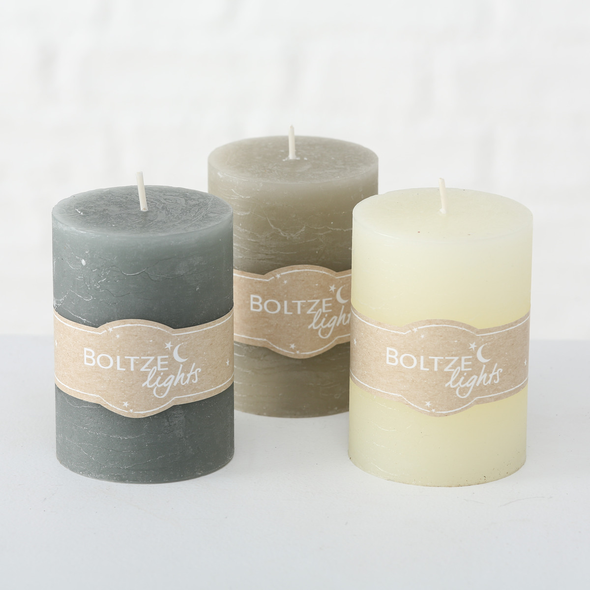 Stumpenkerze , Dekor 3-fach sortiert bei leitermann.de günstig kaufen Stumpenkerze , Dekor 3-fach sortiert