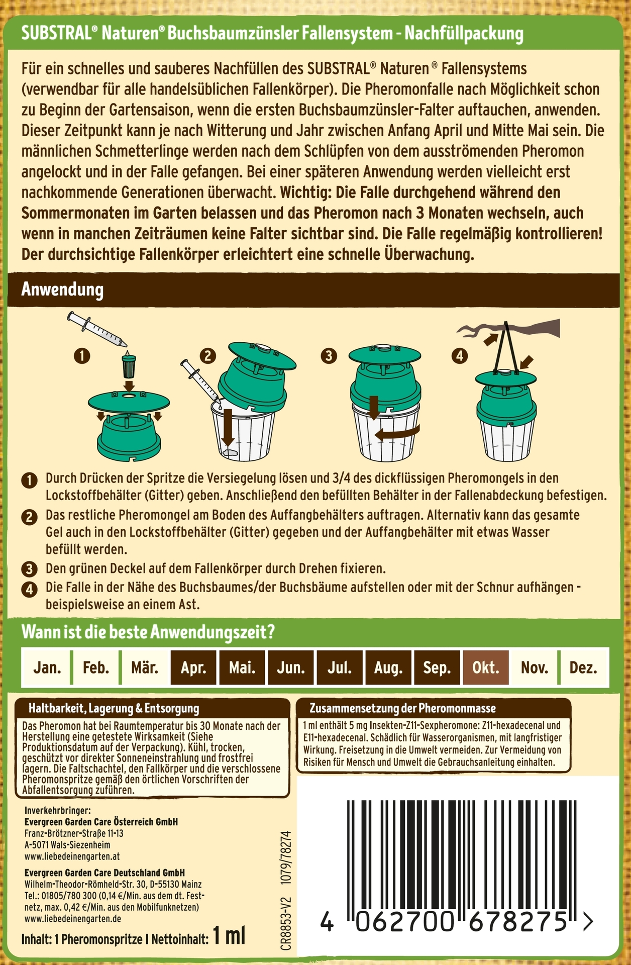 Bio Buchsbaumzünsler Fallensystem Nachfüllpheromon