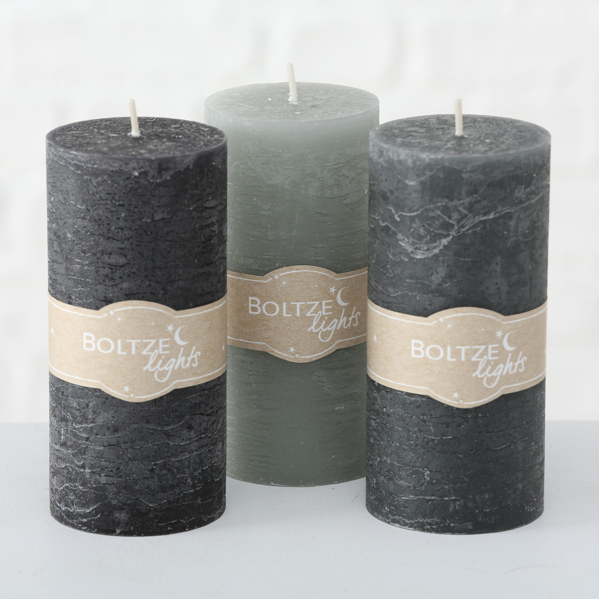 Stumpenkerze , Dekor 3-fach sortiert