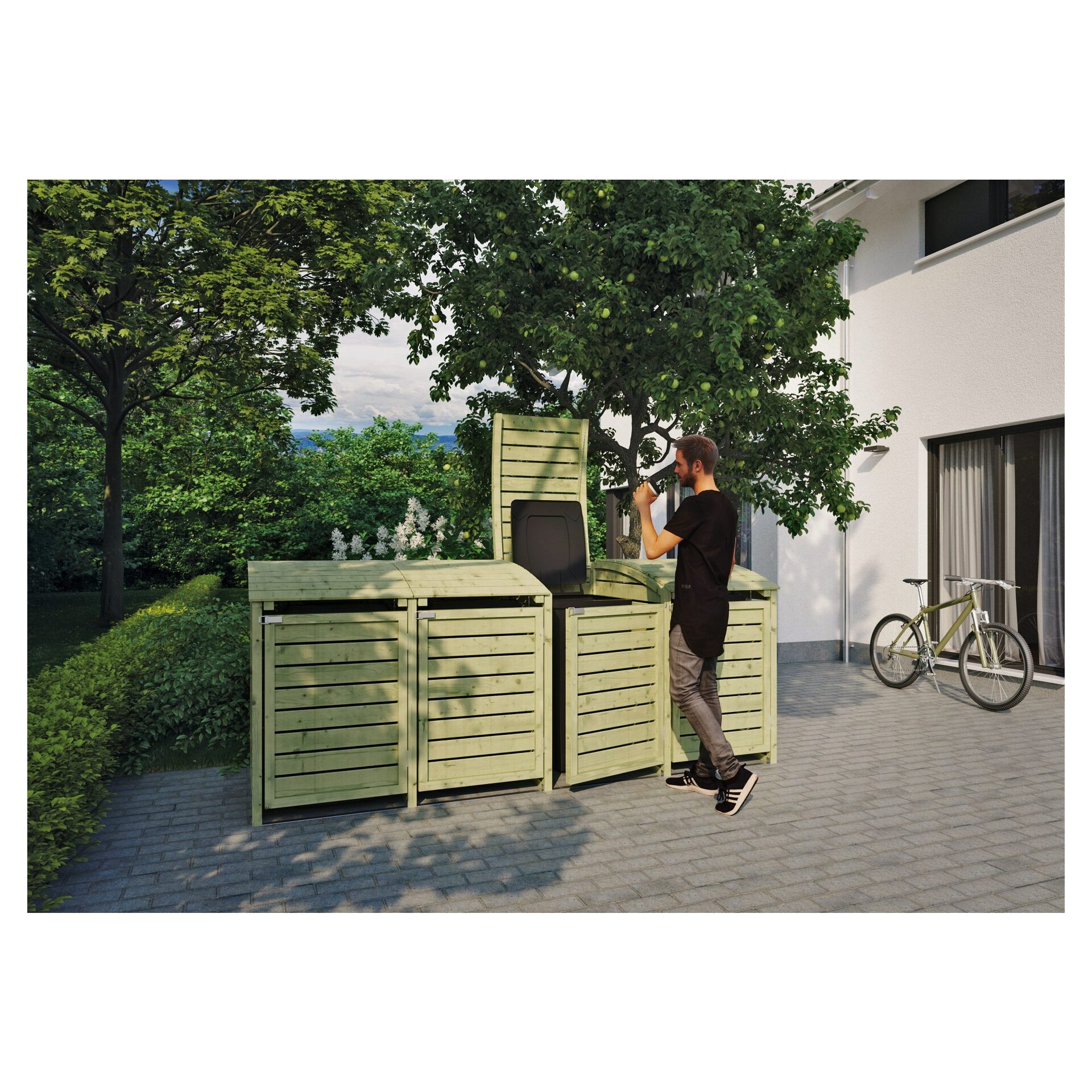 HENRI Mülltonnenabtrennung 4-fach B 300xT 90xH 120 cm bei leitermann.de günstig kaufen HENRI Mülltonnenabtrennung 4-fach B 300xT 90xH 120 cm