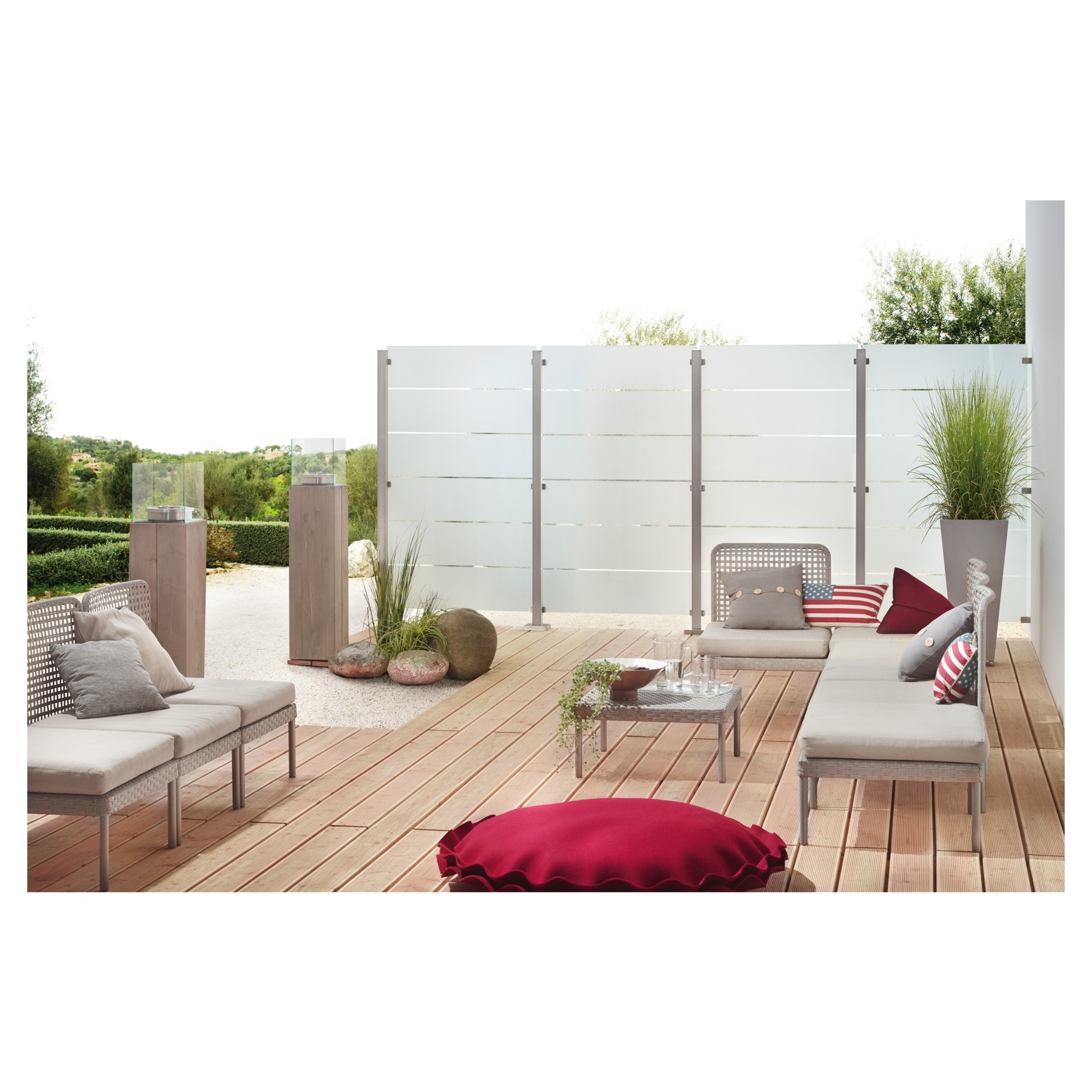 VETRO Glasscheibe ECKE links Streifen-Dekor