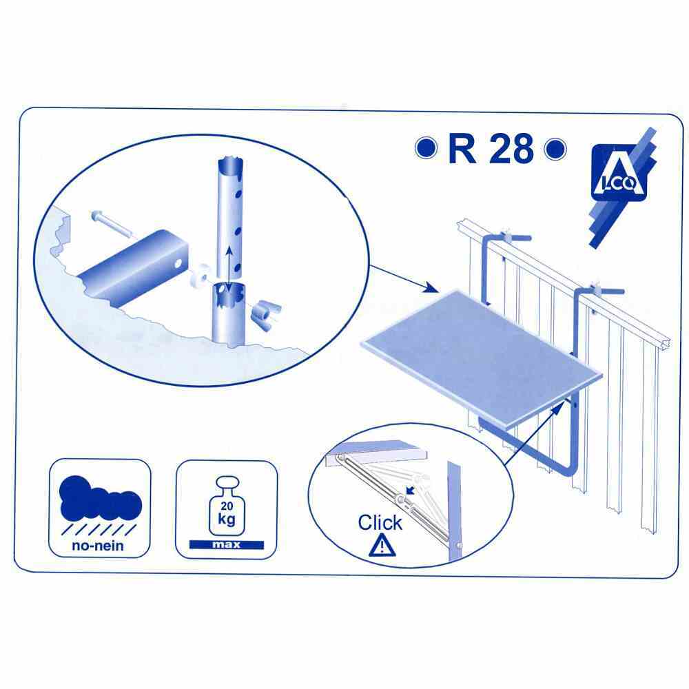 Balkonhängetisch 60x40 cm bei leitermann.de günstig kaufen Balkonhängetisch 60x40 cm