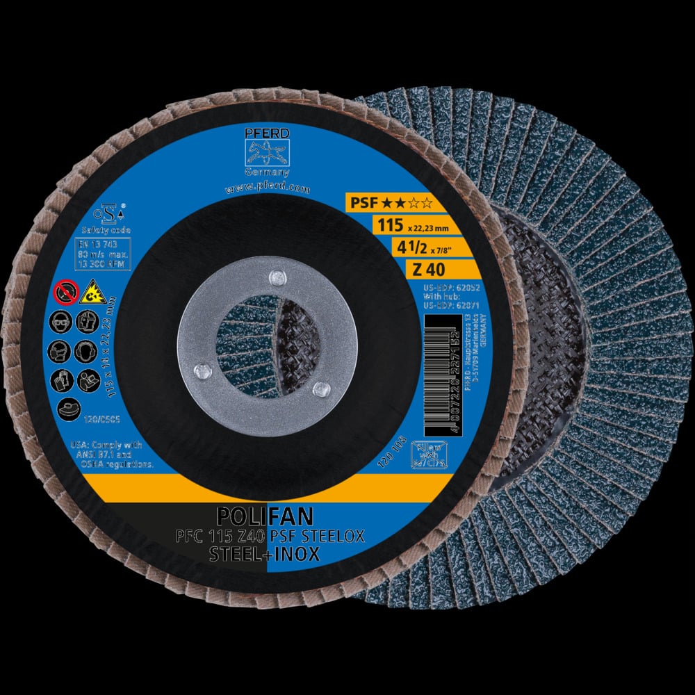 POLIFAN-Fächerschleifscheibe Zirkonkorund Z PSF STEELOX, gerade bei leitermann.de günstig kaufen POLIFAN-Fächerschleifscheibe Zirkonkorund Z PSF STEELOX, gerade