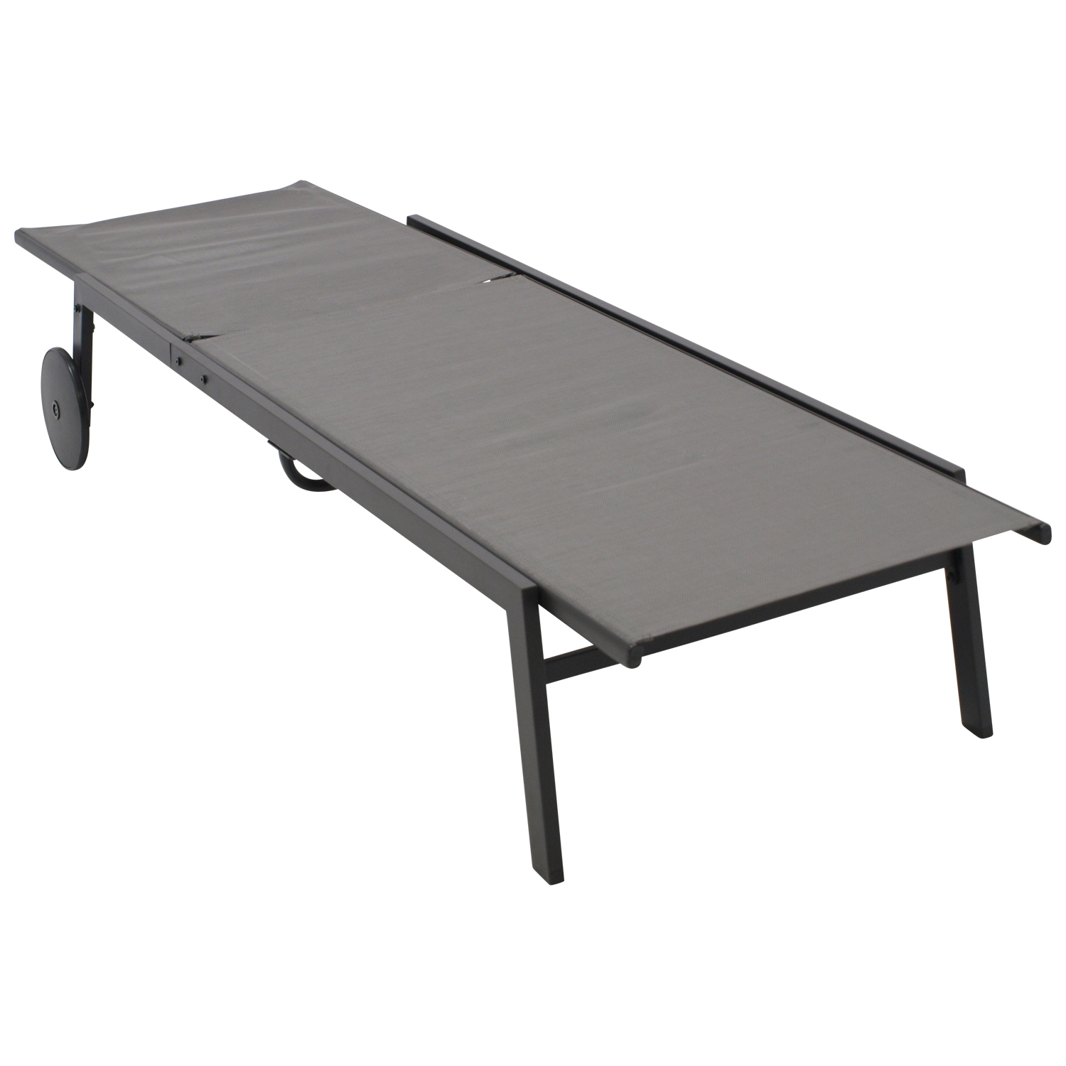 Gartenliegen-Set mit Tisch, Stahl, Textilgewebe