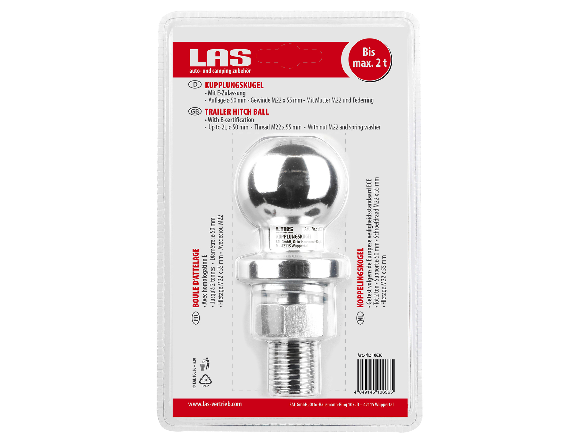 Kupplungskugel, mit Gewinde bei leitermann.de günstig kaufen Kupplungskugel, mit Gewinde