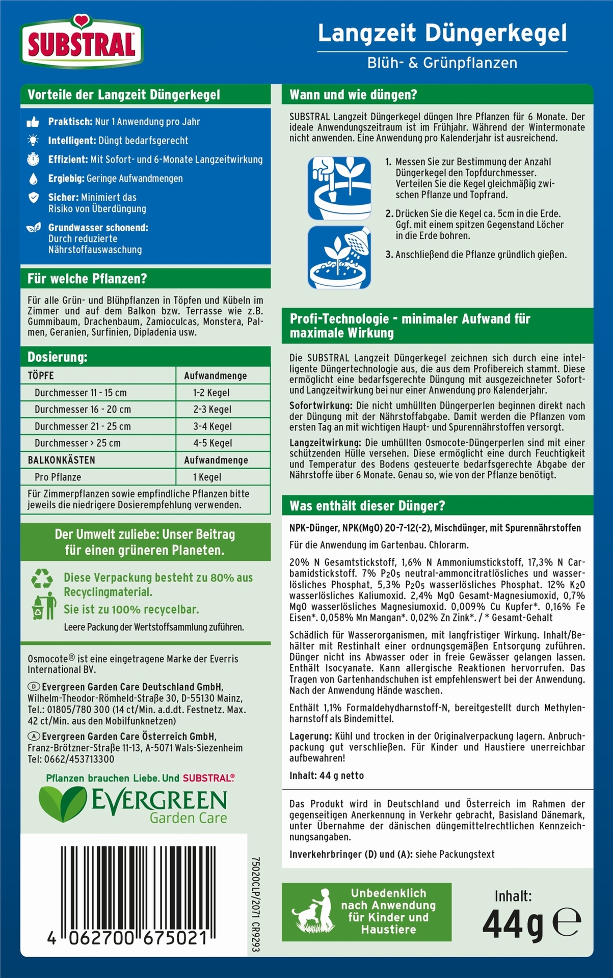 Langzeit Düngerkegel Blüh- & Grünpflanzen