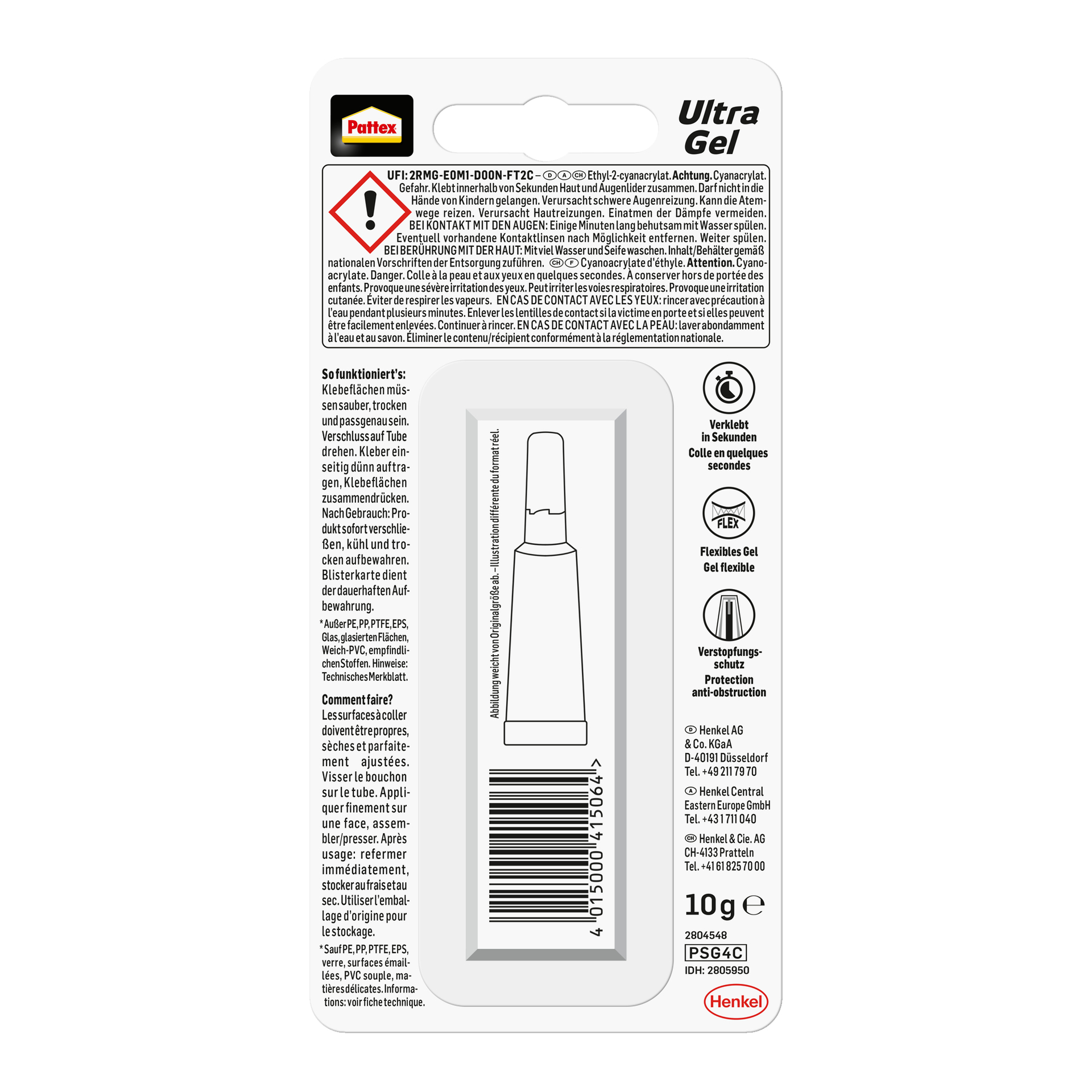 Pattex Sekunden Alleskle-ber Ultra Gel 10g bei leitermann.de günstig kaufen Pattex Sekunden Alleskle-ber Ultra Gel 10g