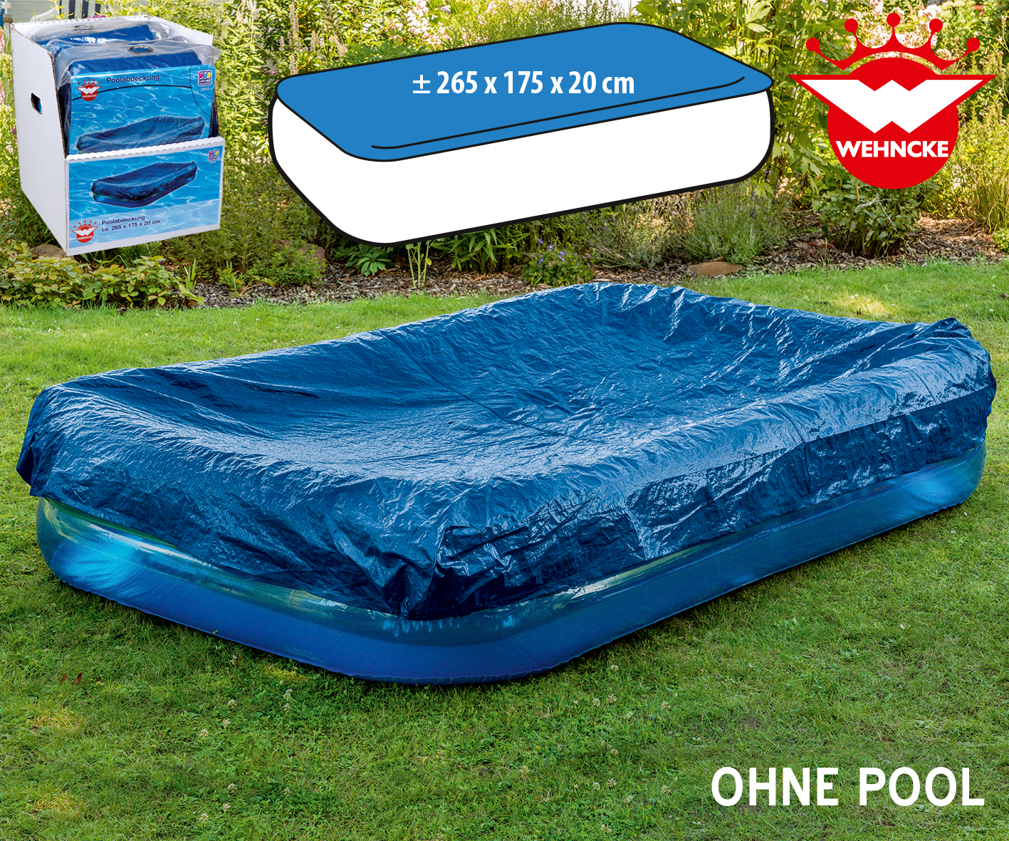 Poolabdeckung mit Gummizug, blau