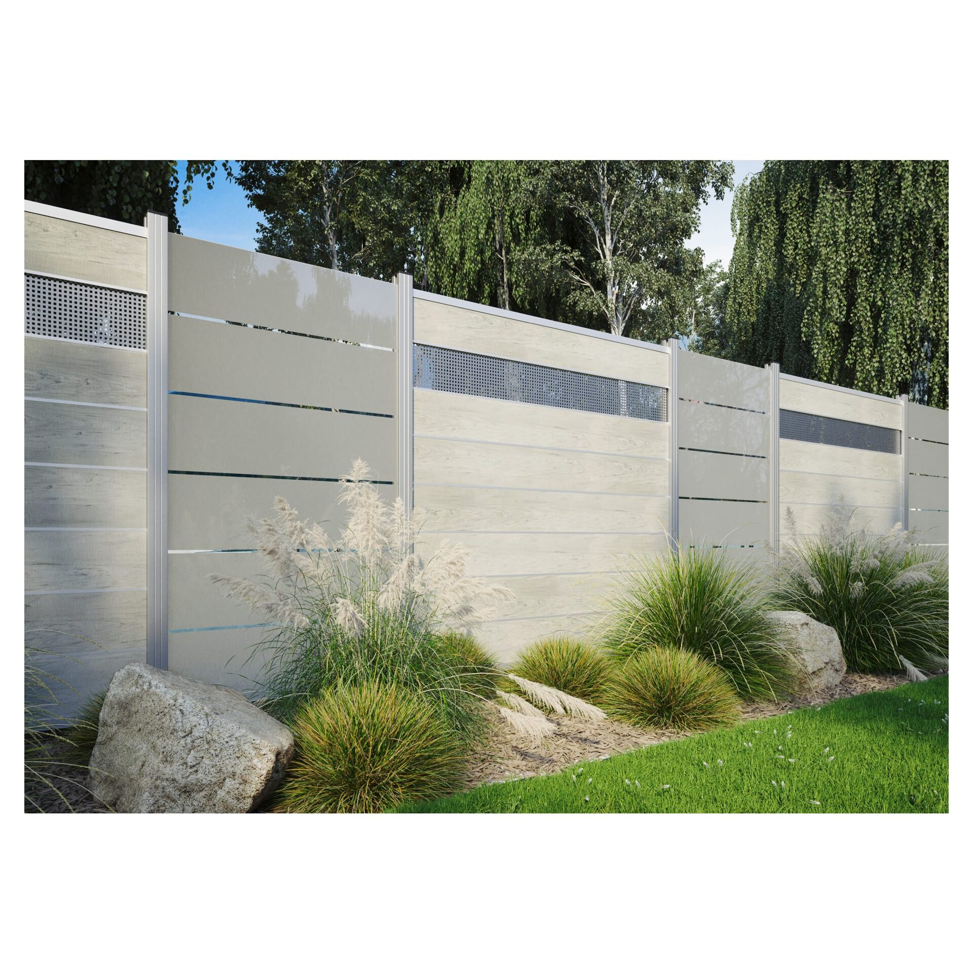 GOTLAND-Serie WPC-Steckzaunsystem Zaunset für ein Zaunfeld