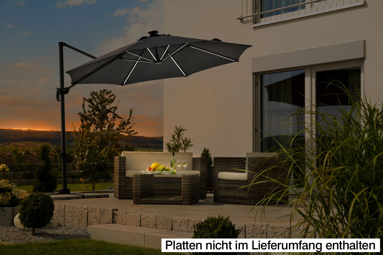 Ampelschirm Rhodos Blacklight Ø 300/8cm, anthrazit bei leitermann.de günstig kaufen Ampelschirm Rhodos Blacklight Ø 300/8cm, anthrazit