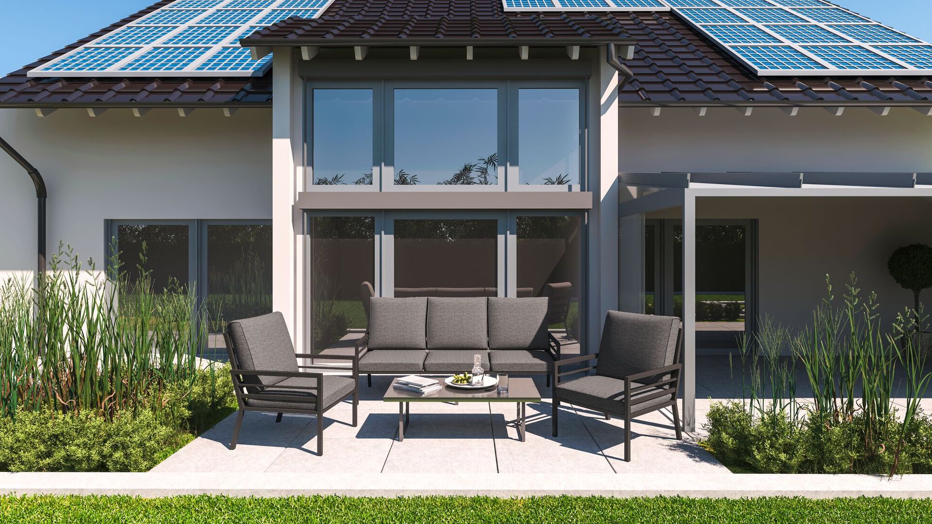 Loungeset Forno, anthrazit, 4-teilig, Aluminium, anthrazit bei leitermann.de günstig kaufen Loungeset Forno, anthrazit, 4-teilig, Aluminium, anthrazit