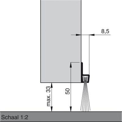 Türbodendichtung alu IBS 50 250cm mit PP Bürste