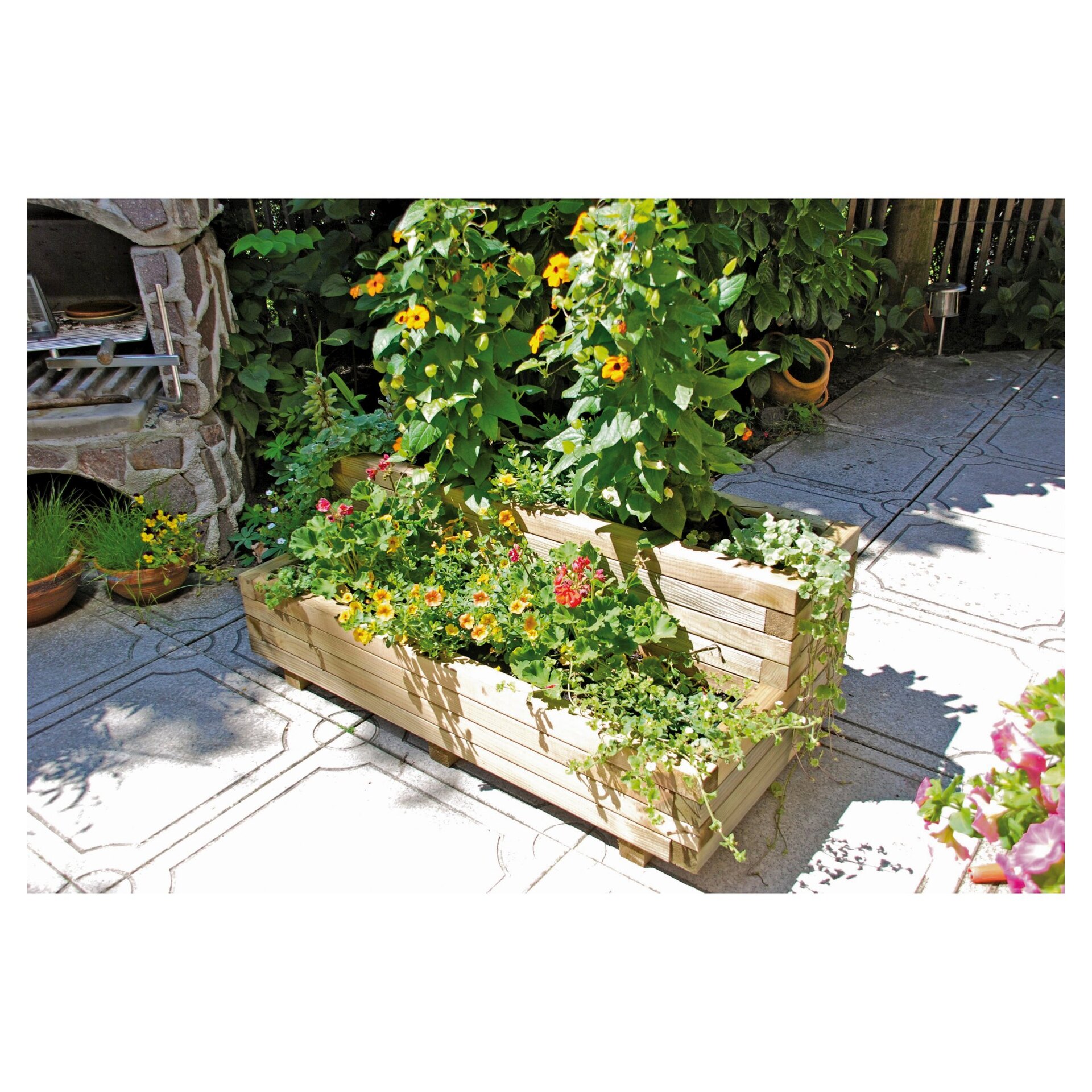 VITJA Blumenkübel 2 Stufen B 100xT 50xH 40 cm